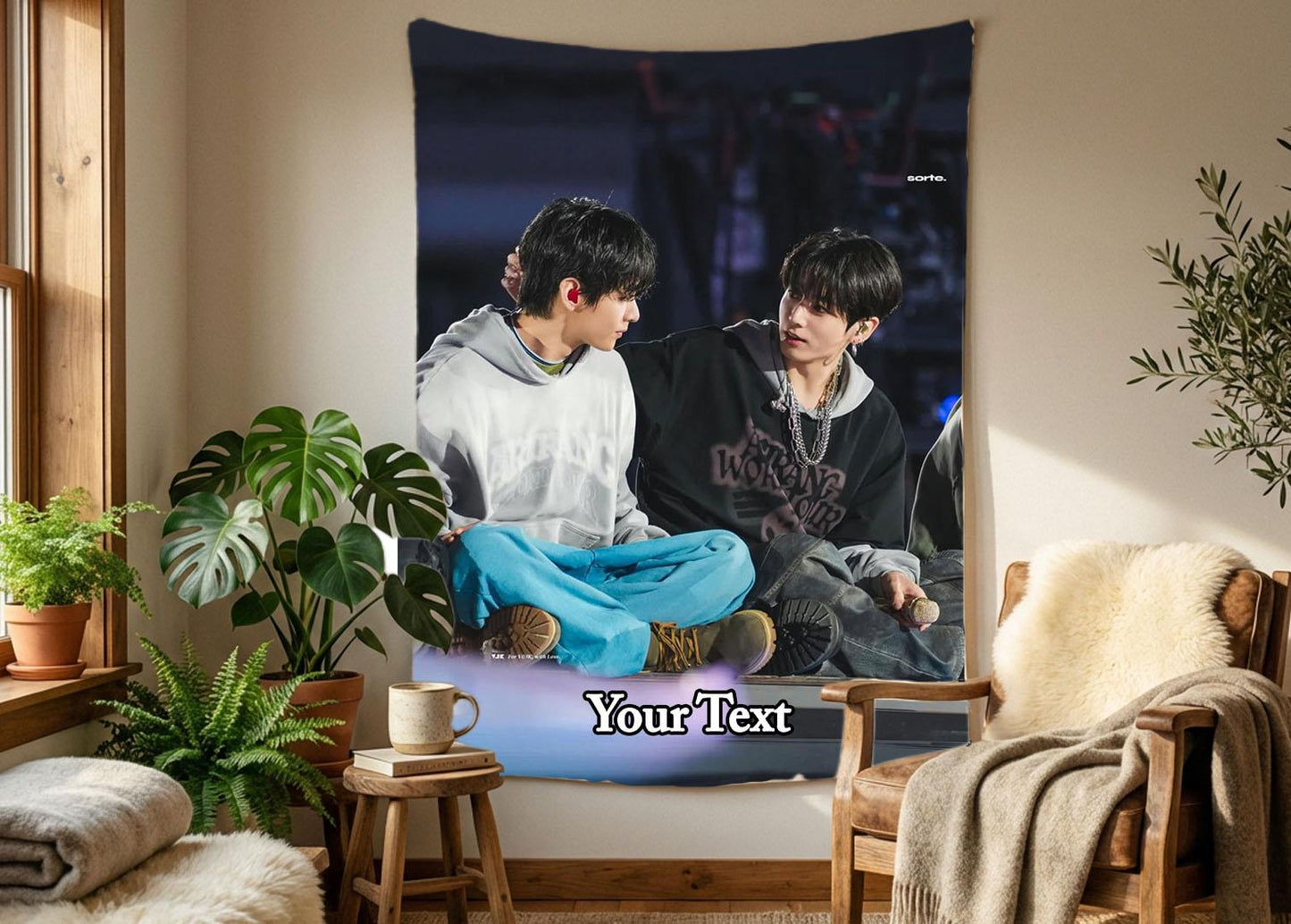 Taekook Hanging Tapestry | Bantan Boys | Personalized Wall Art | Polyester Fabric | Ship Flag Banner