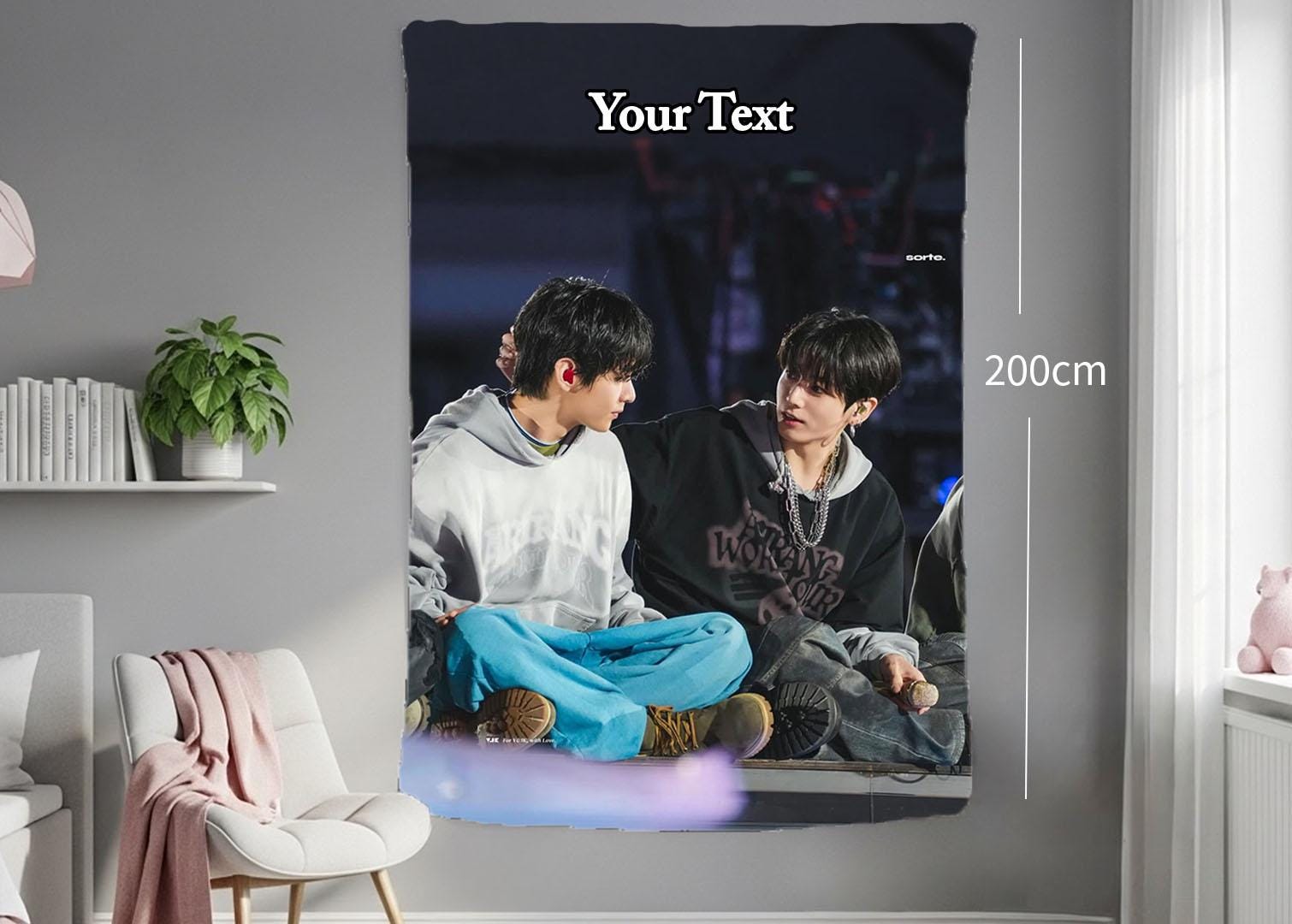Taekook Hanging Tapestry | Bantan Boys | Personalized Wall Art | Polyester Fabric | Ship Flag Banner
