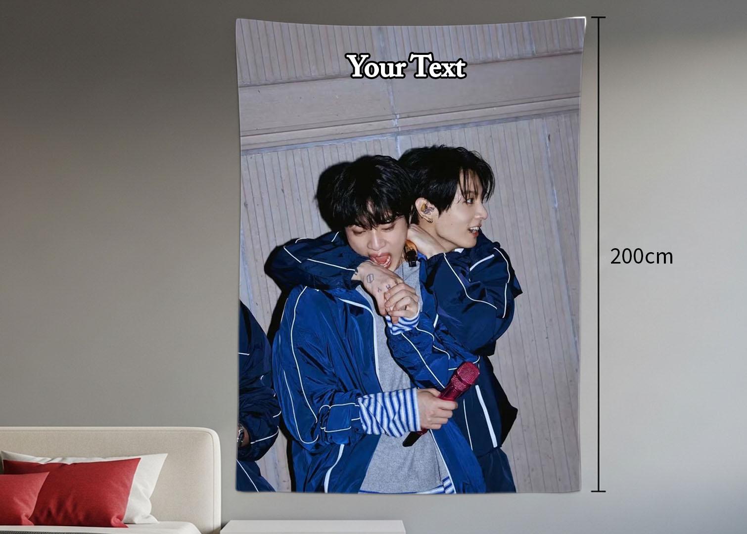 Jinkook Hanging Tapestry | Bantan Boys | Personalized Wall Art | Polyester Fabric | Ship Flag Banner