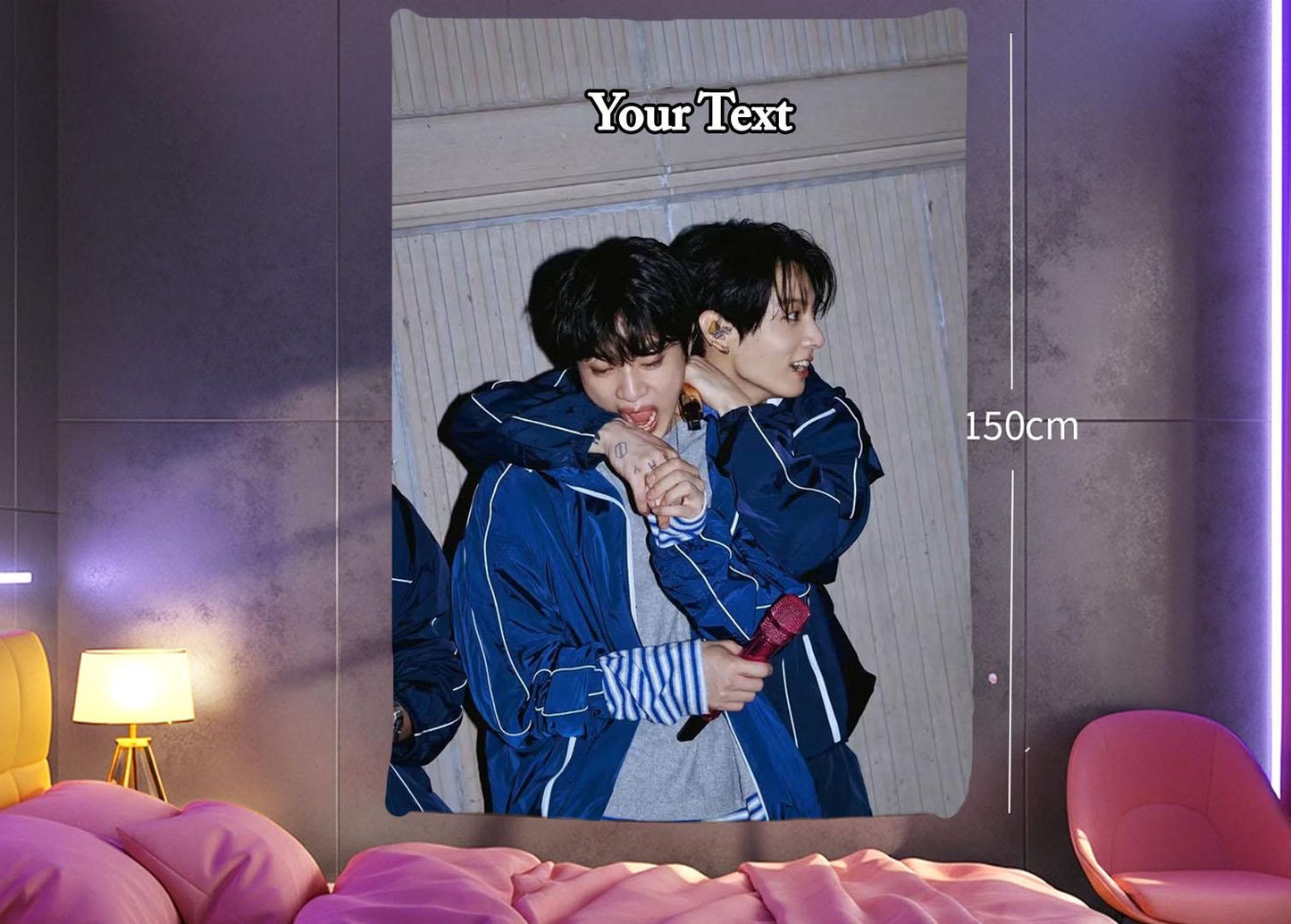 Jinkook Hanging Tapestry | Bantan Boys | Personalized Wall Art | Polyester Fabric | Ship Flag Banner