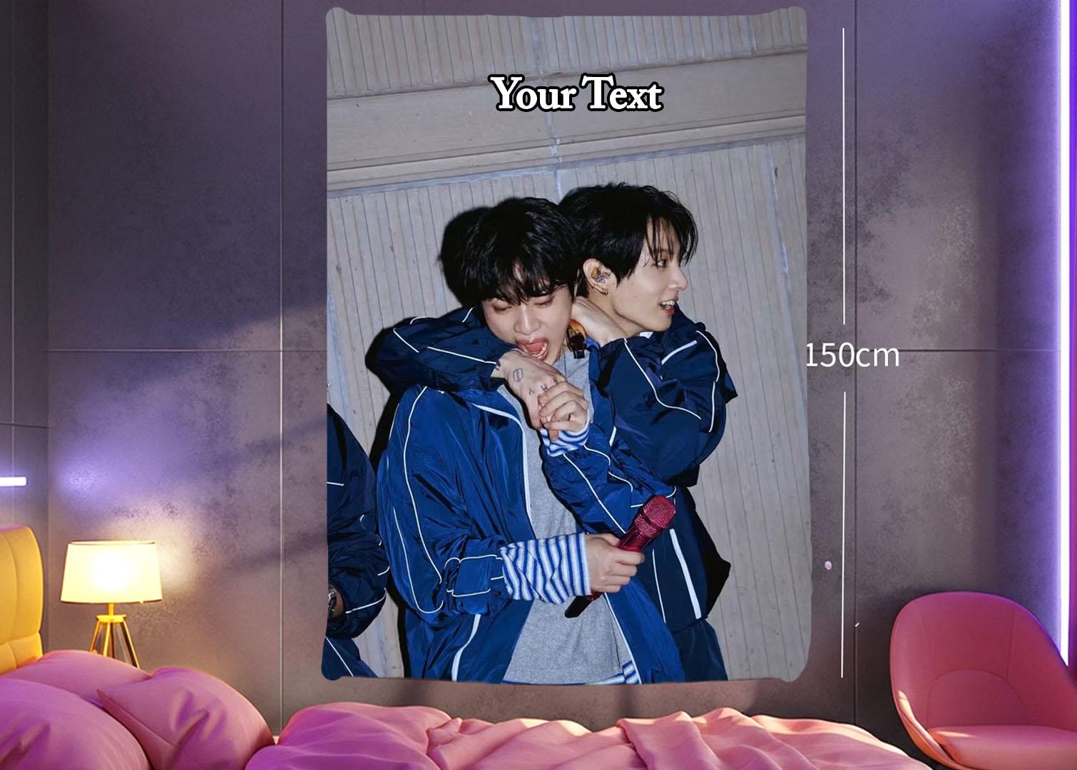 Jinkook Hanging Tapestry | Bantan Boys | Personalized Wall Art | Polyester Fabric | Ship Flag Banner