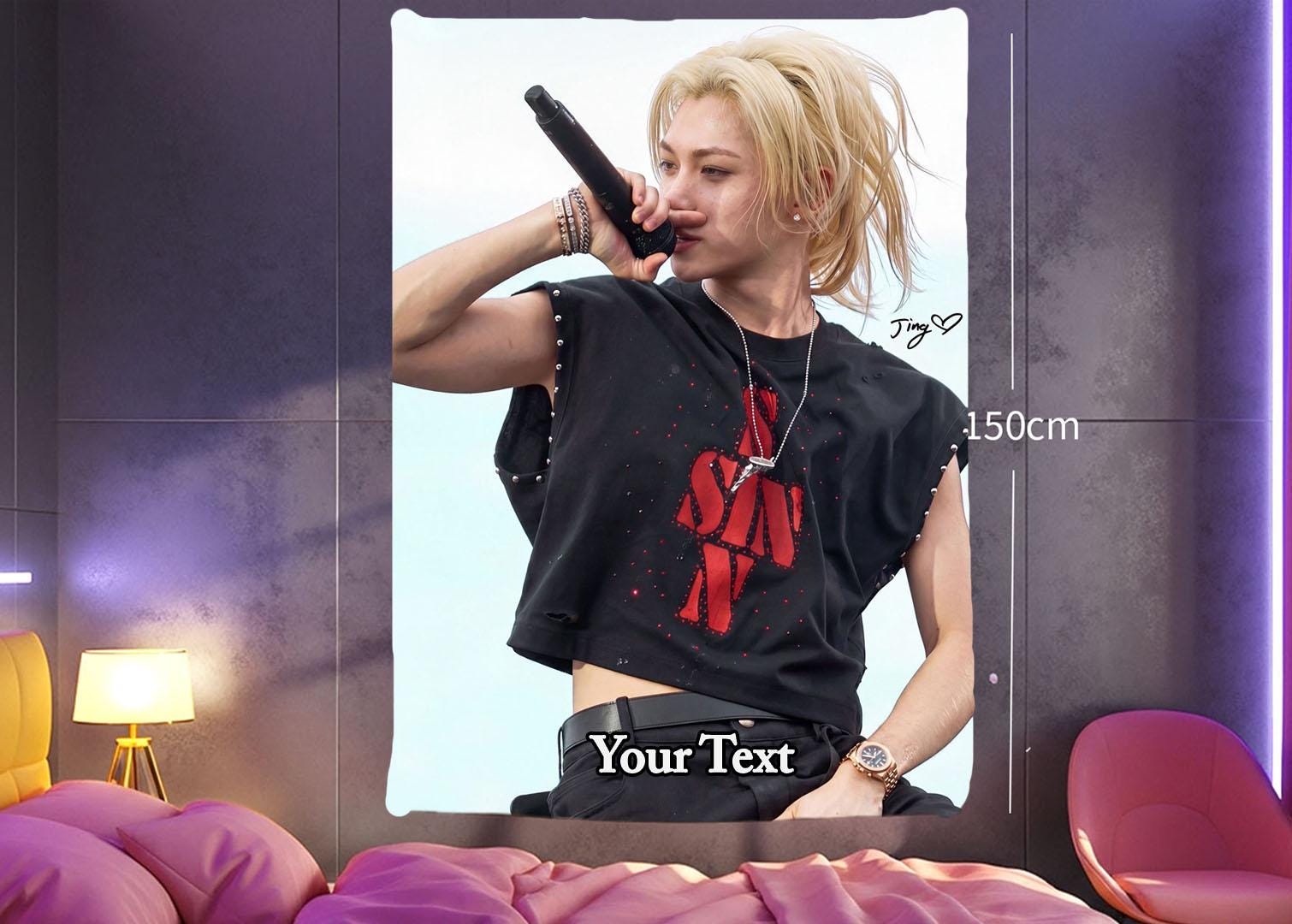 Felix Hanging Tapestry | Stray Kids | Personalized Wall Art | Polyester Fabric | Ship Flag Banner