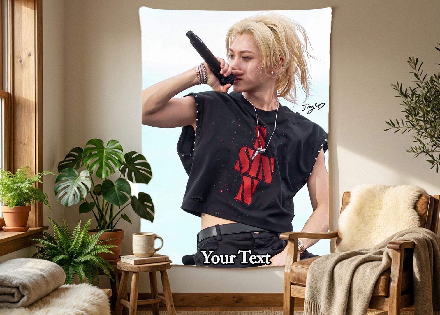 Felix Hanging Tapestry | Stray Kids | Personalized Wall Art | Polyester Fabric | Ship Flag Banner