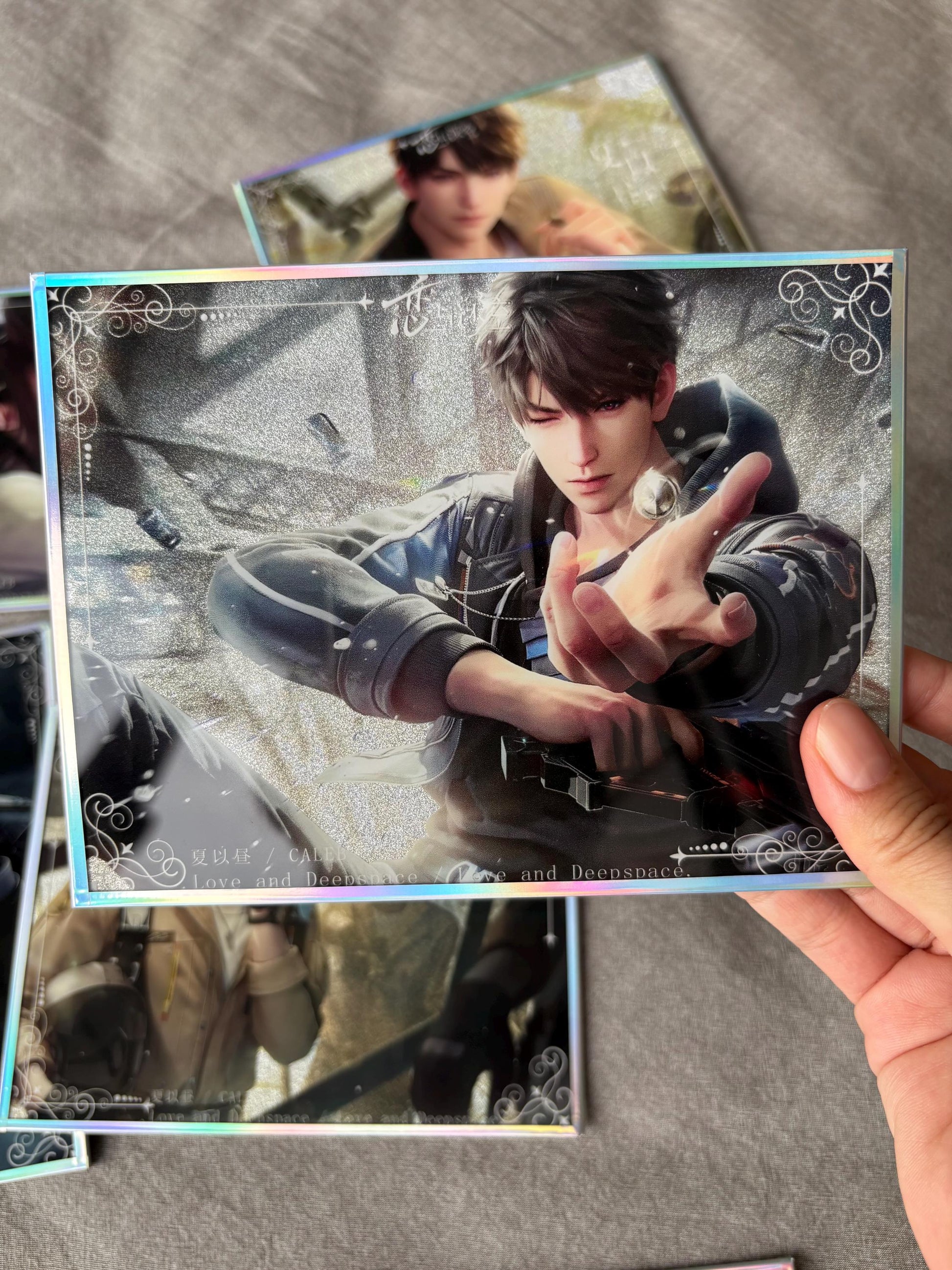 7pc Caleb Holographic Shikishi Cards – Love and Deepspace Fanmade Gifts