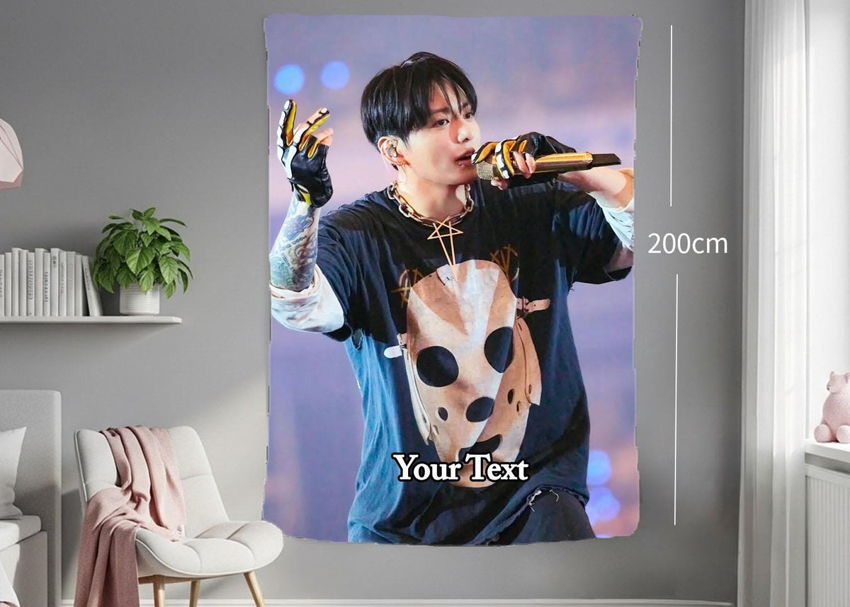Jungkook Hanging Tapestry | Bantan Boys | Personalized Wall Art | Polyester Fabric | Ship Flag Banner