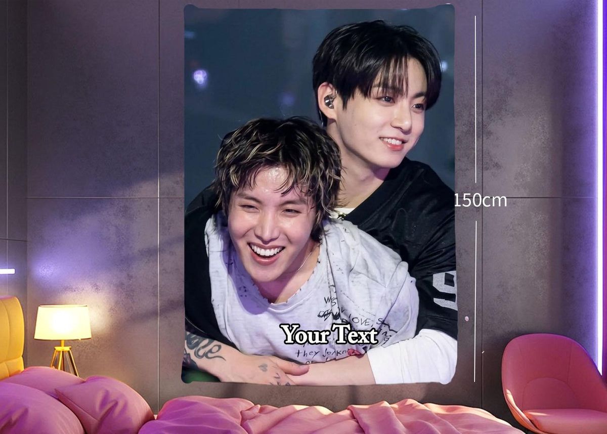 Jhope Jungkook Hanging Tapestry | Bantan Boys | Personalized Wall Art | Polyester Fabric | Ship Flag Banner