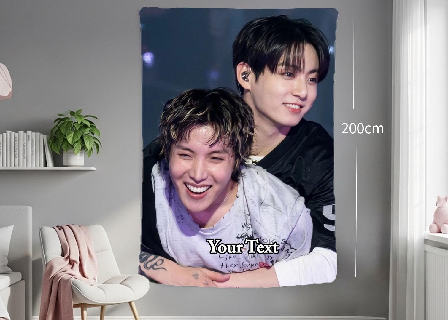 Jhope Jungkook Hanging Tapestry | Bantan Boys | Personalized Wall Art | Polyester Fabric | Ship Flag Banner