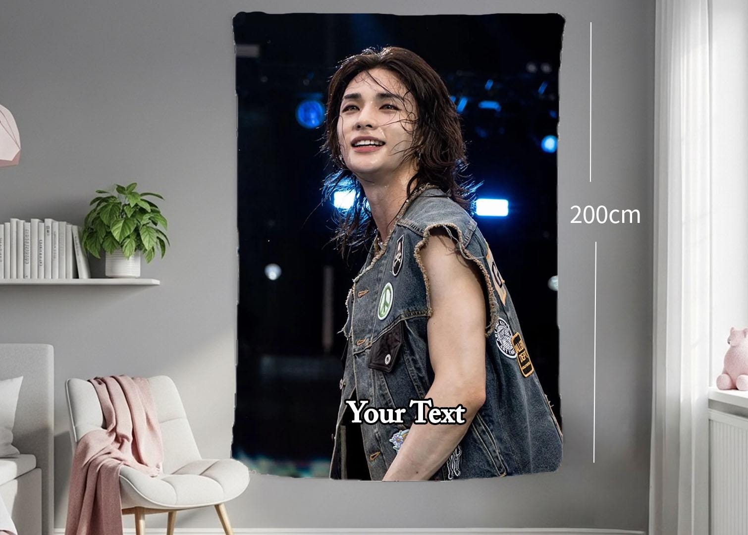 Hyunjin Hanging Tapestry | Stray Kids | Personalized Wall Art | Polyester Fabric | Ship Flag Banner