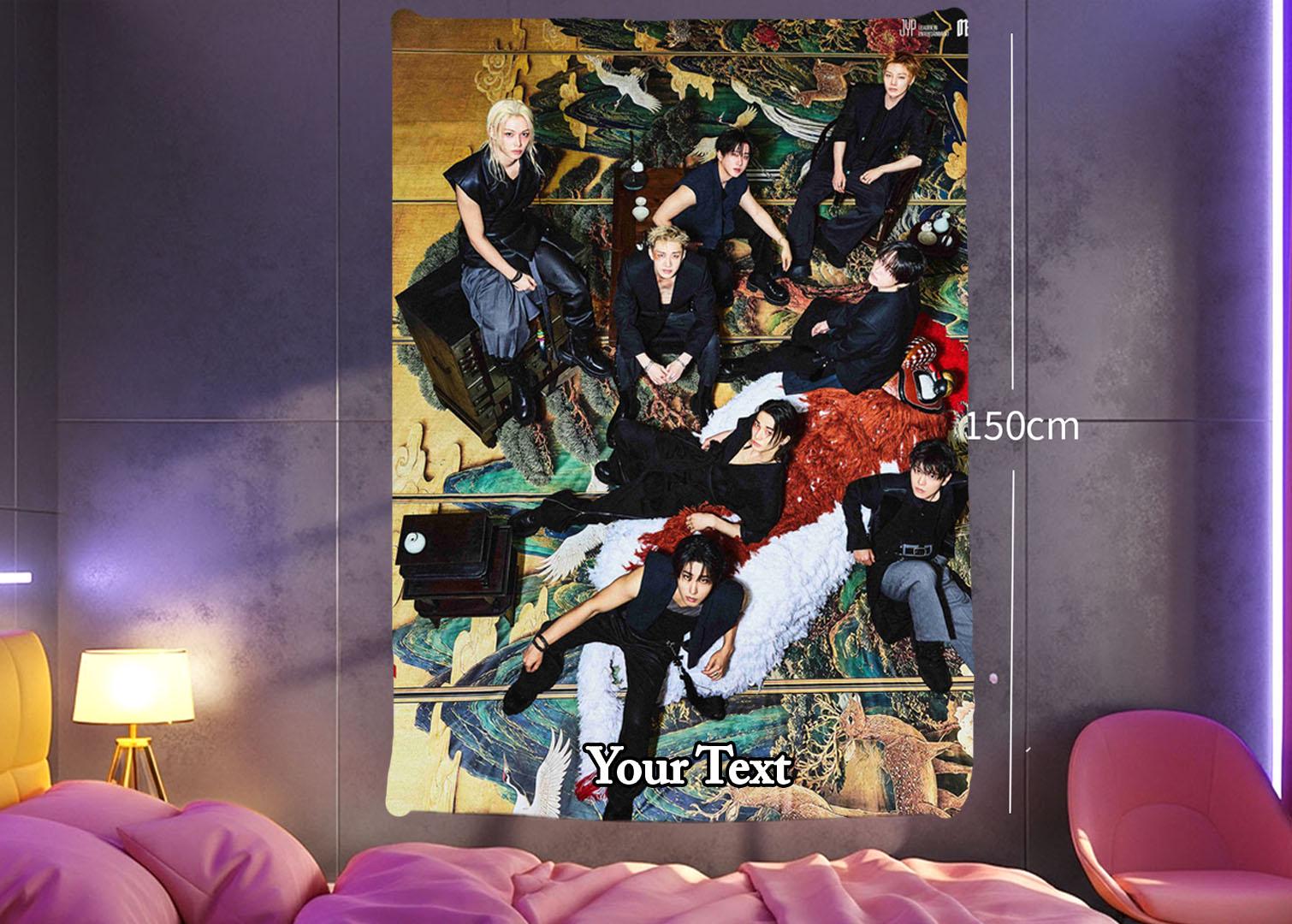 Stray Kids Hanging Tapestry | Run It | Personalized Wall Art | Polyester Fabric | Ship Flag Banner