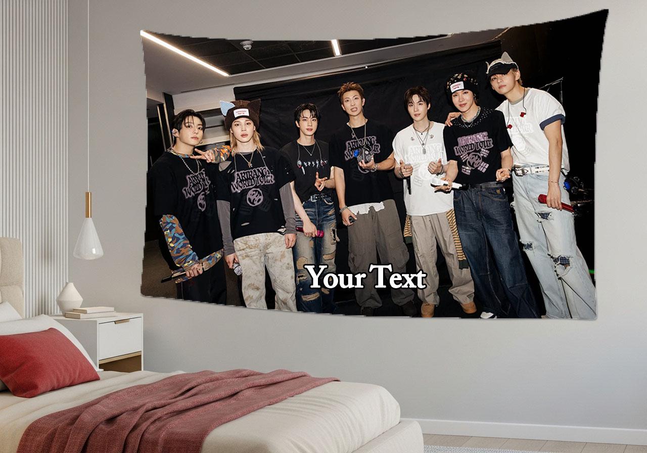 Bangtan Hanging Tapestry | Bantan Boys | Personalized Wall Art | Polyester Fabric | Ship Flag Banner