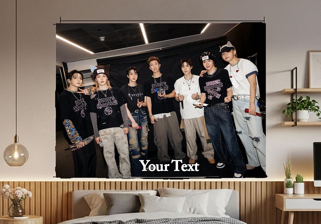 Bangtan Hanging Tapestry | Bantan Boys | Personalized Wall Art | Polyester Fabric | Ship Flag Banner