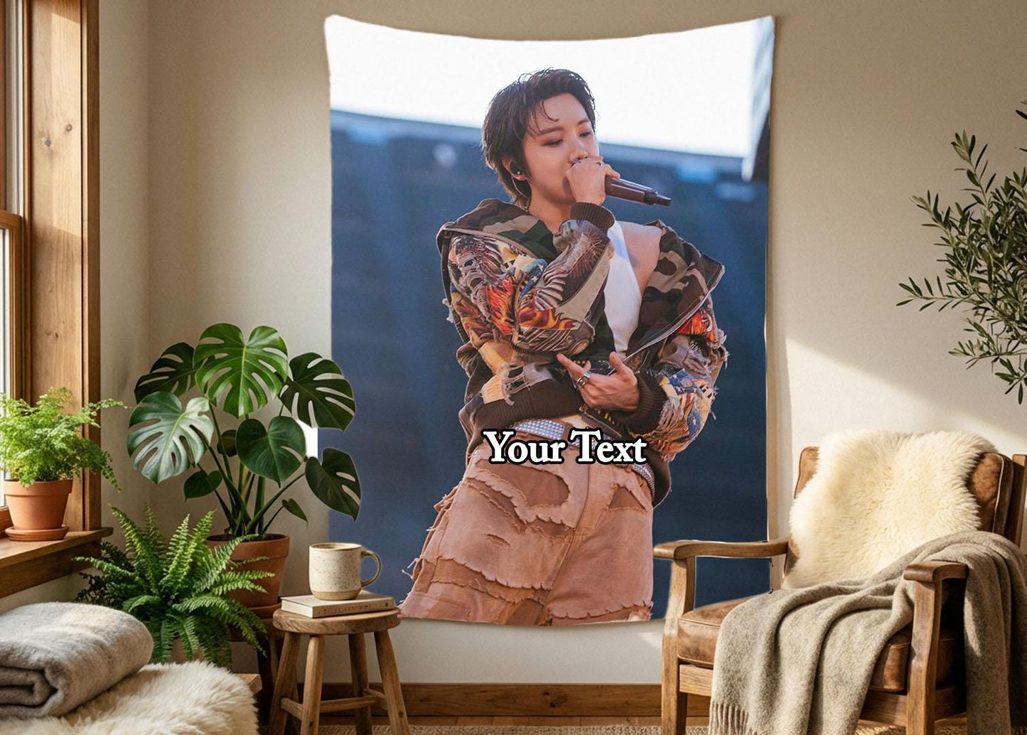 J-Hope Hanging Tapestry | Bantan Boys | Personalized Wall Art | Polyester Fabric | Ship Flag Banner