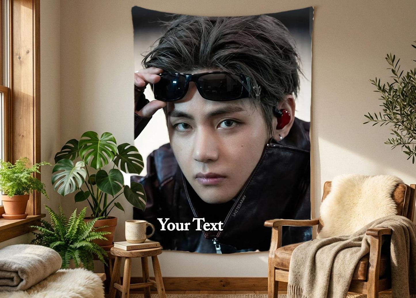 Taehyung Hanging Tapestry | Bantan Boys | Personalized Wall Art | Polyester Fabric | Ship Flag Banner
