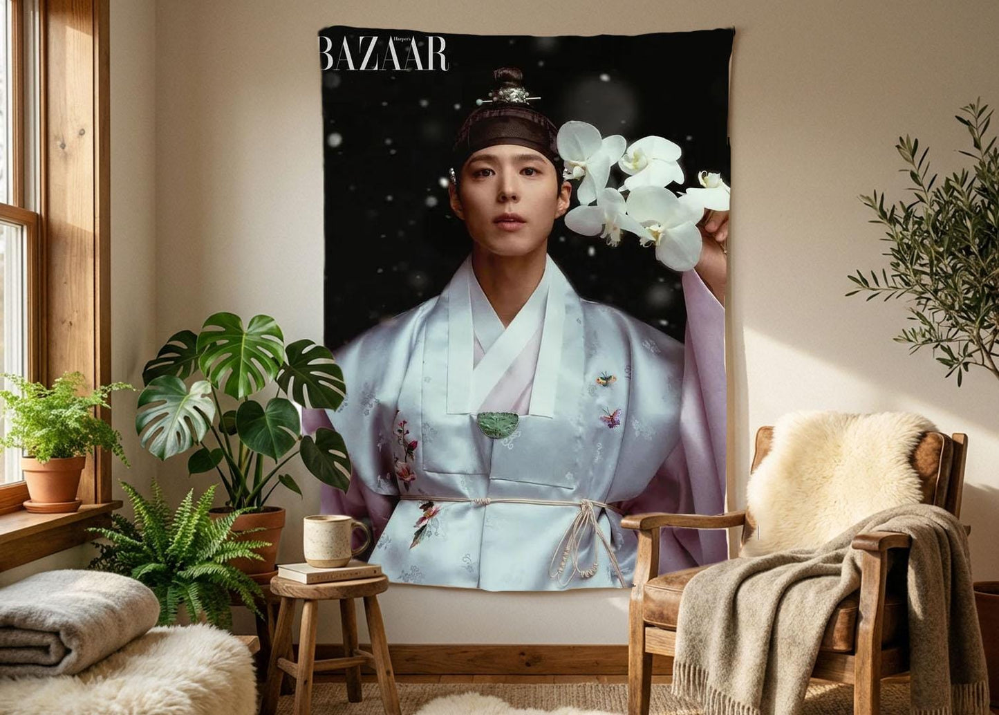 Park Bo Gum Hanging Tapestry | Personalized Wall Art | Polyester Fabric | Ship Flag Banner