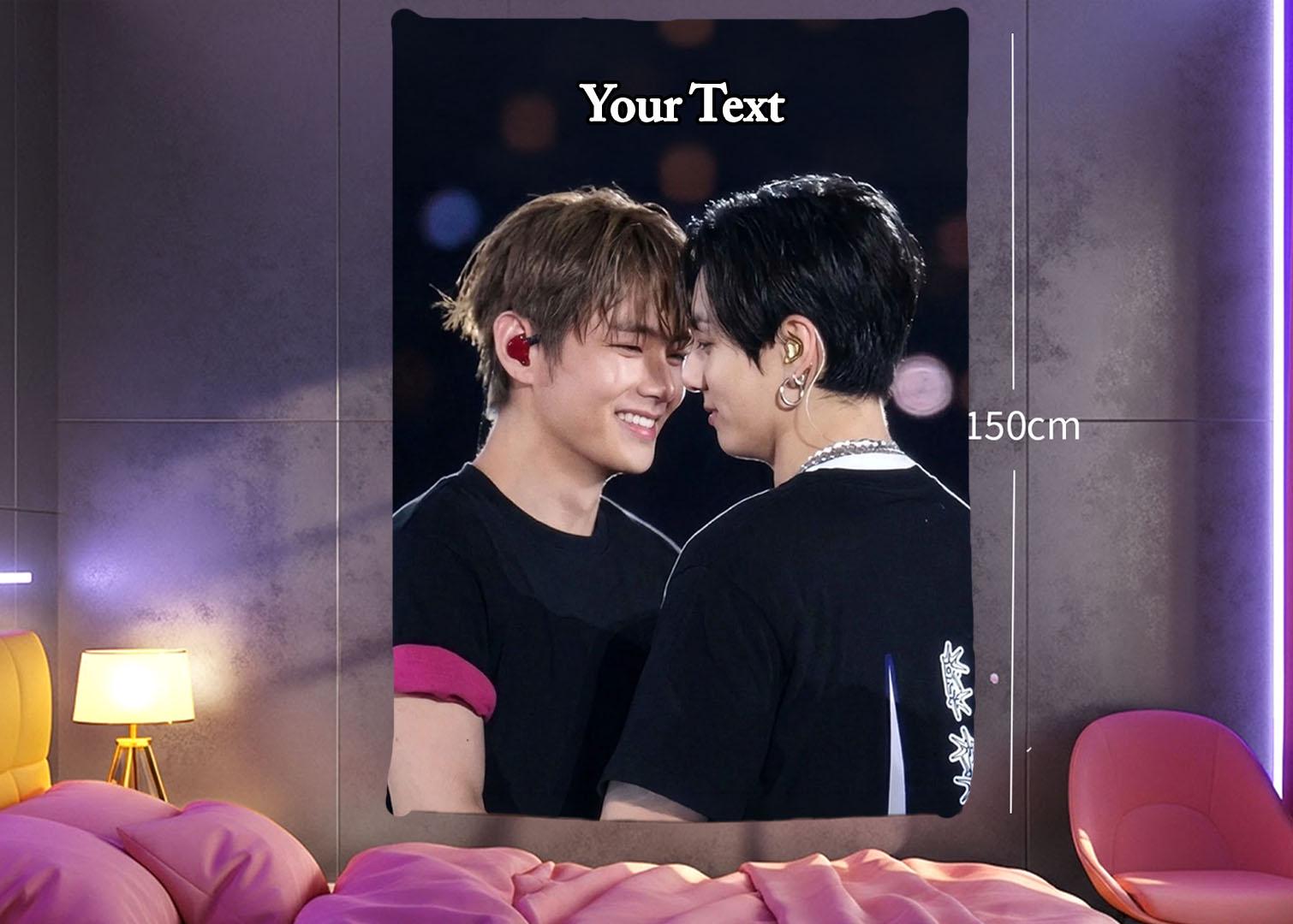 Taekook Hanging Tapestry | Bantan Boys | Personalized Wall Art | Polyester Fabric | Ship Flag Banner