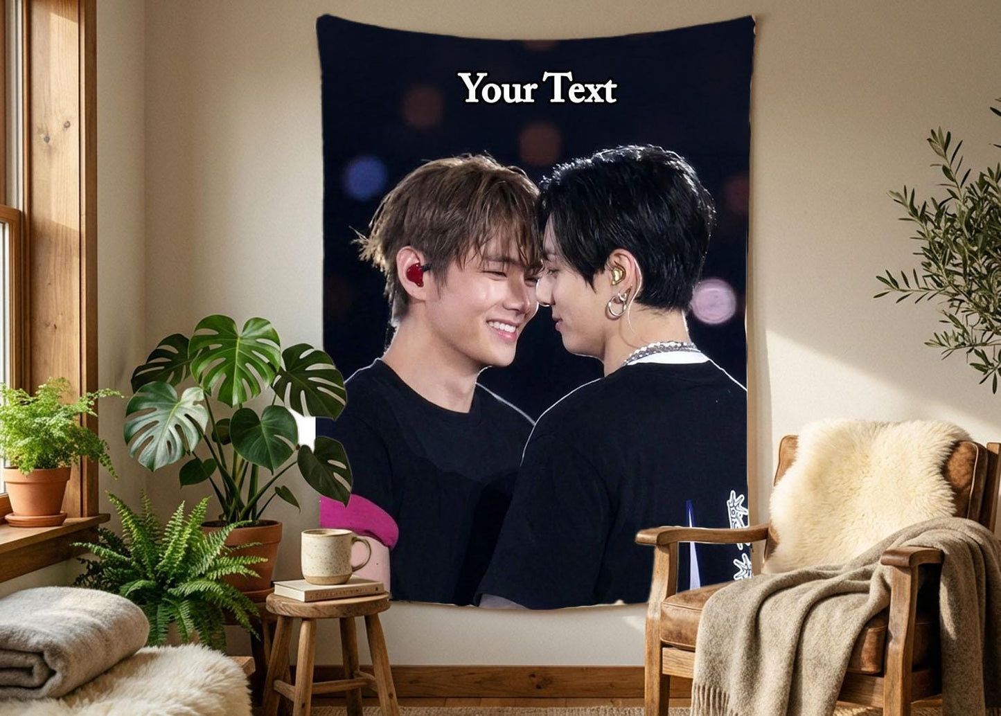 Taekook Hanging Tapestry | Bantan Boys | Personalized Wall Art | Polyester Fabric | Ship Flag Banner