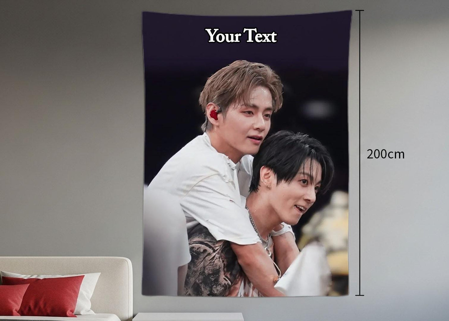 Taekook Hanging Tapestry | Bantan Boys | Personalized Wall Art | Polyester Fabric | Ship Flag Banner