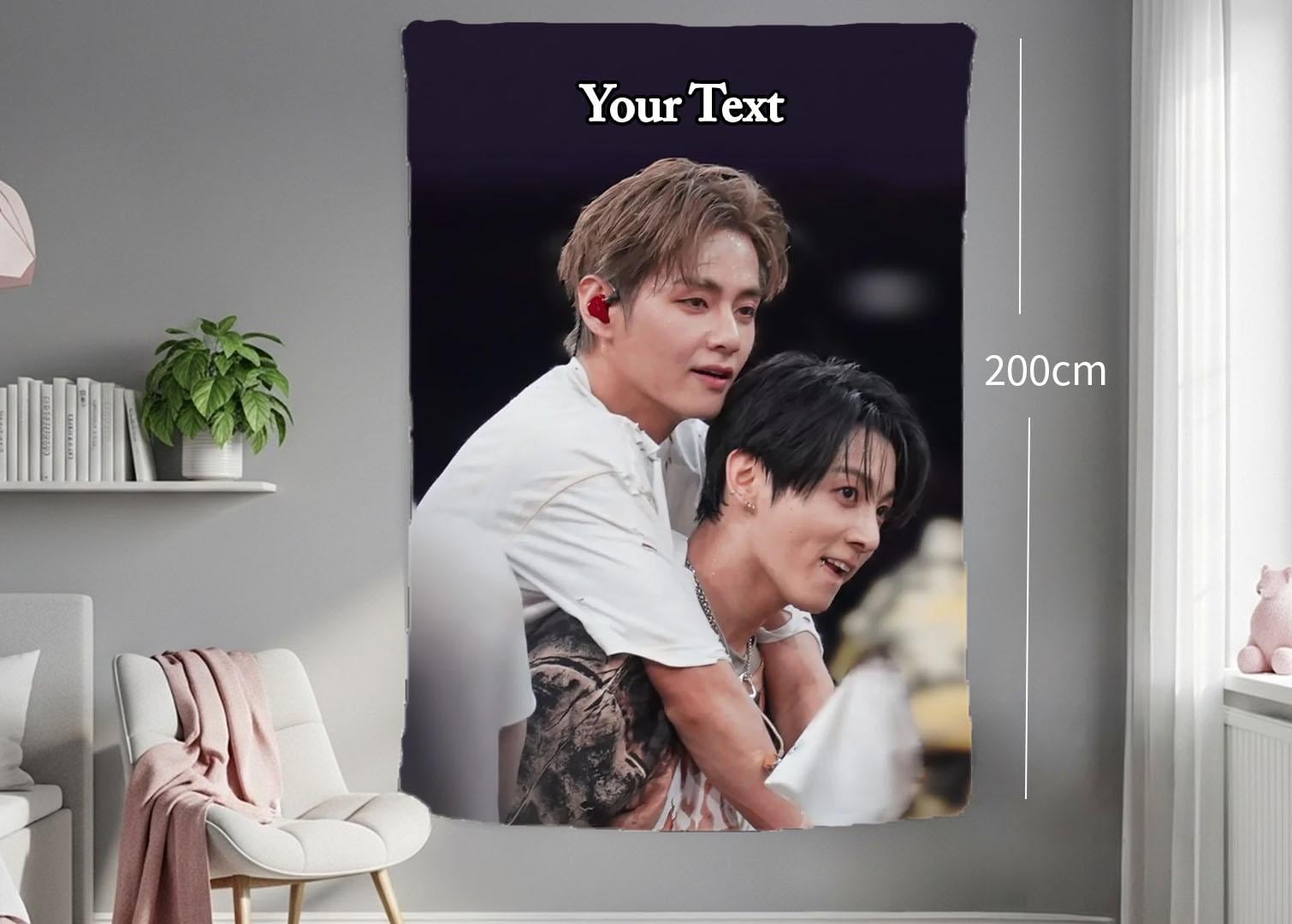 Taekook Hanging Tapestry | Bantan Boys | Personalized Wall Art | Polyester Fabric | Ship Flag Banner
