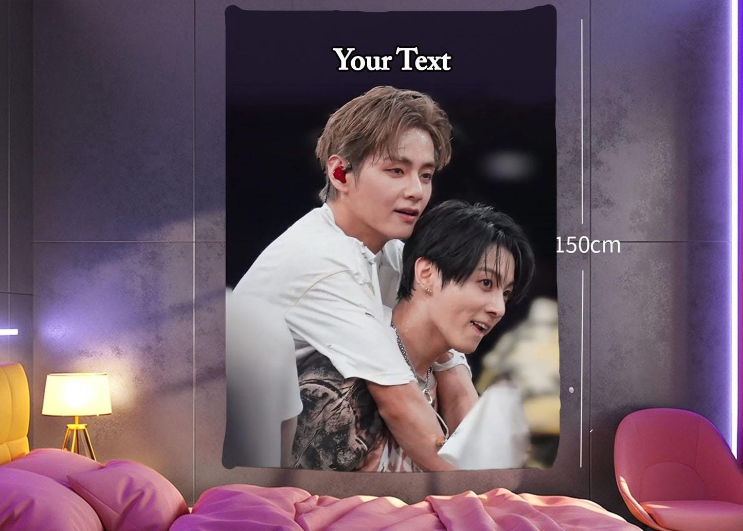 Taekook Hanging Tapestry | Bantan Boys | Personalized Wall Art | Polyester Fabric | Ship Flag Banner