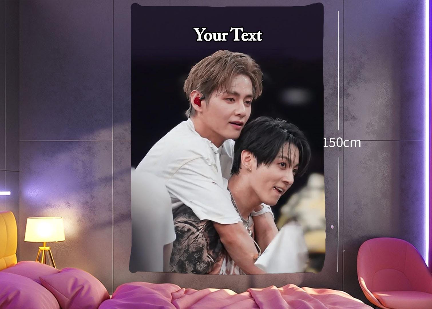 Taekook Hanging Tapestry | Bantan Boys | Personalized Wall Art | Polyester Fabric | Ship Flag Banner