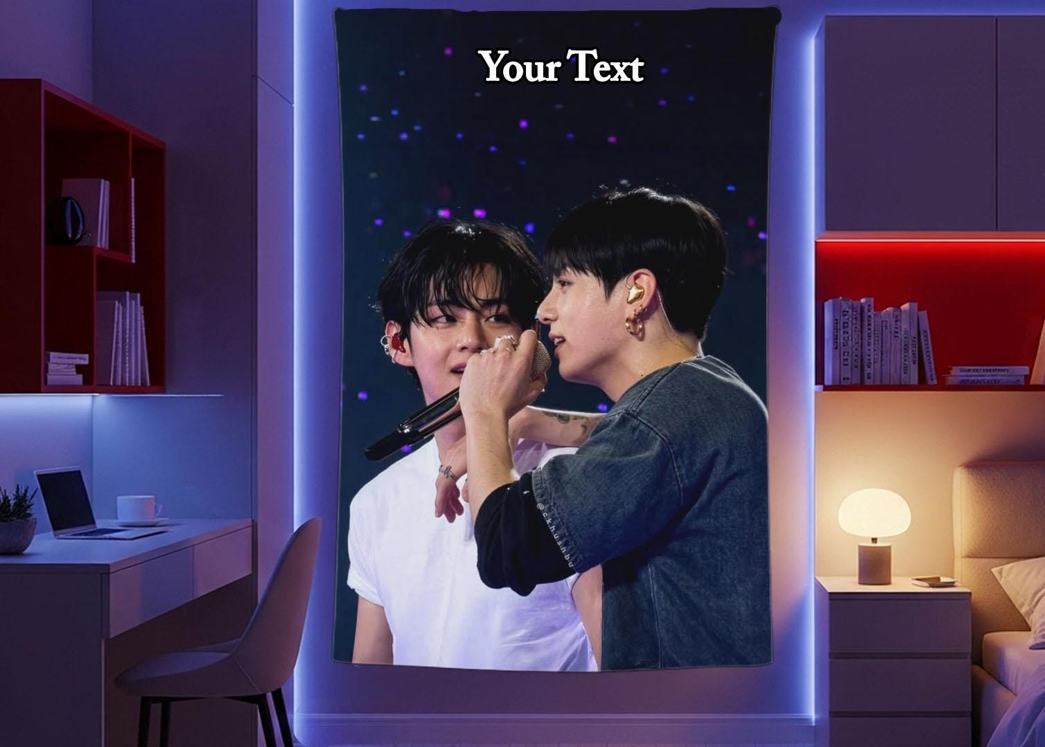 Taekook Hanging Tapestry | Bantan Boys | Personalized Wall Art | Polyester Fabric | Ship Flag Banner