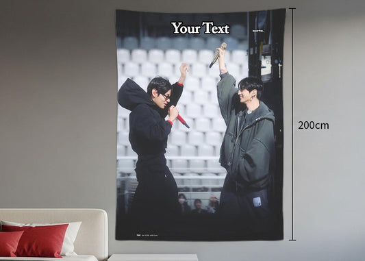 Taekook Hanging Tapestry | Bantan Boys | Personalized Wall Art | Polyester Fabric | Ship Flag Banner