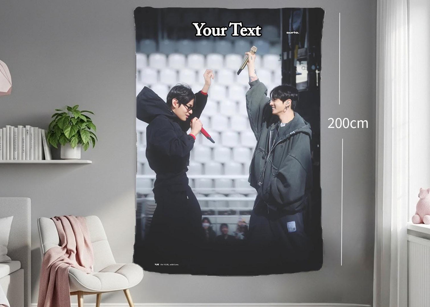 Taekook Hanging Tapestry | Bantan Boys | Personalized Wall Art | Polyester Fabric | Ship Flag Banner