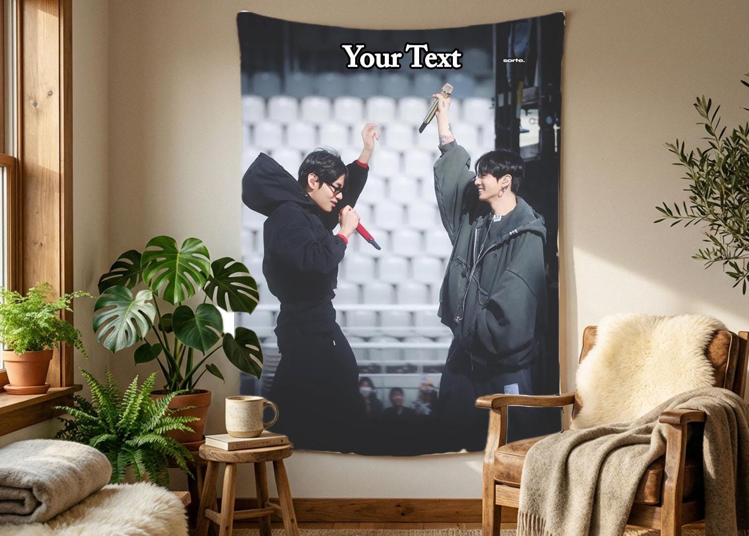 Taekook Hanging Tapestry | Bantan Boys | Personalized Wall Art | Polyester Fabric | Ship Flag Banner