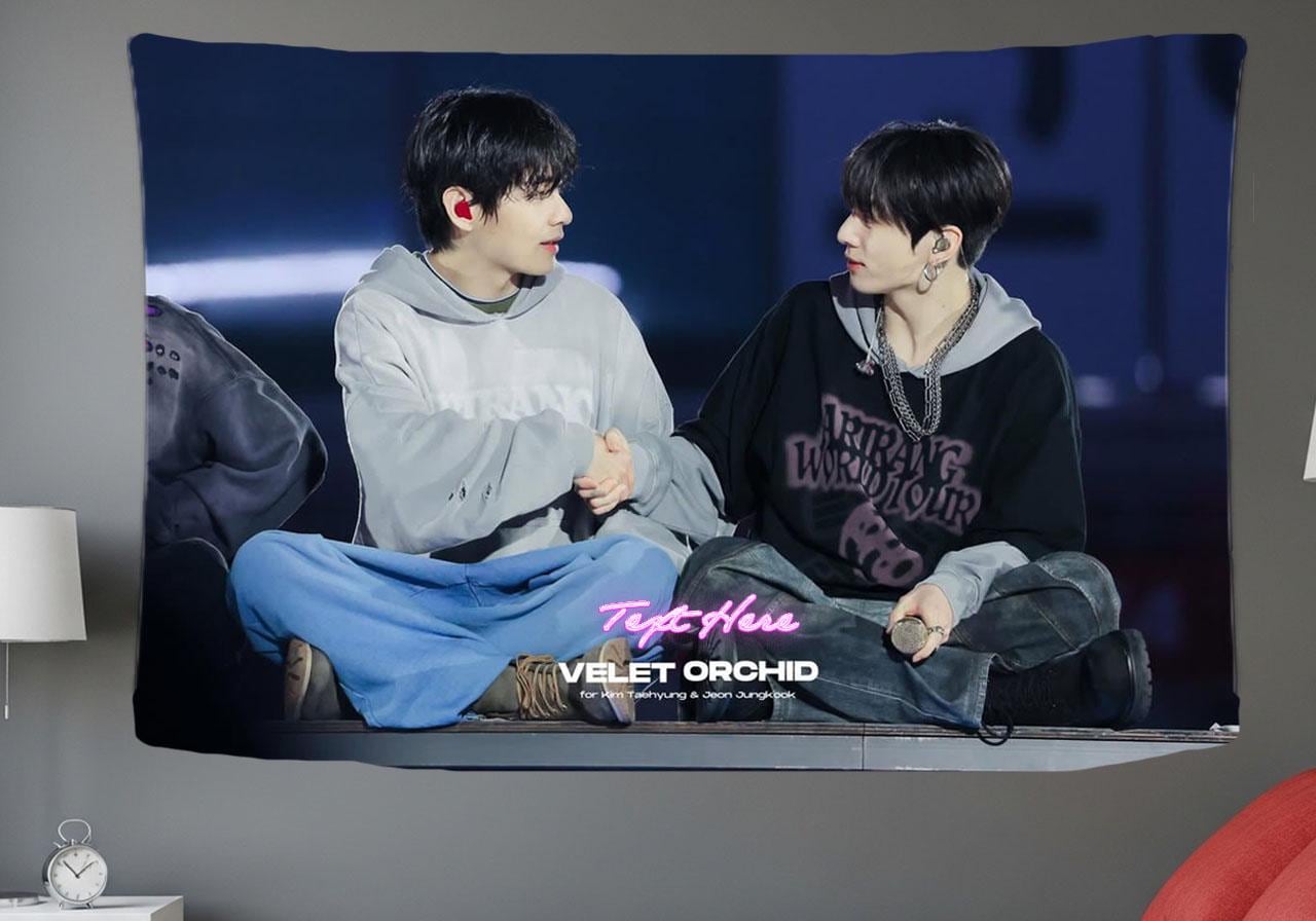 Taekook Hanging Tapestry | Bantan Boys | Personalized Wall Art | Polyester Fabric | Ship Flag Banner