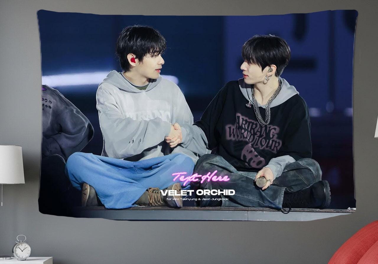 Taekook Hanging Tapestry | Bantan Boys | Personalized Wall Art | Polyester Fabric | Ship Flag Banner