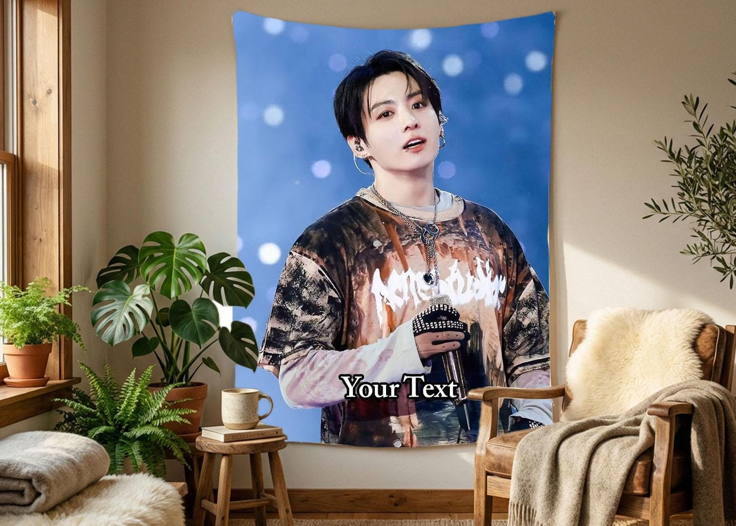 Jungkook Hanging Tapestry | Bantan Boys | Personalized Wall Art | Polyester Fabric | Ship Flag Banner