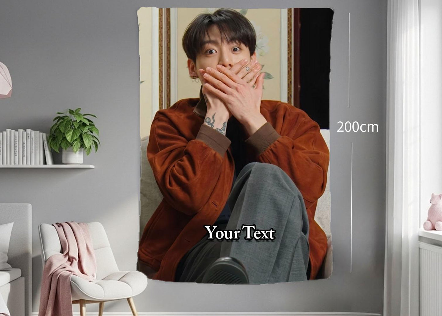 Jungkook Hanging Tapestry | Bantan Boys | Personalized Wall Art | Polyester Fabric | Ship Flag Banner
