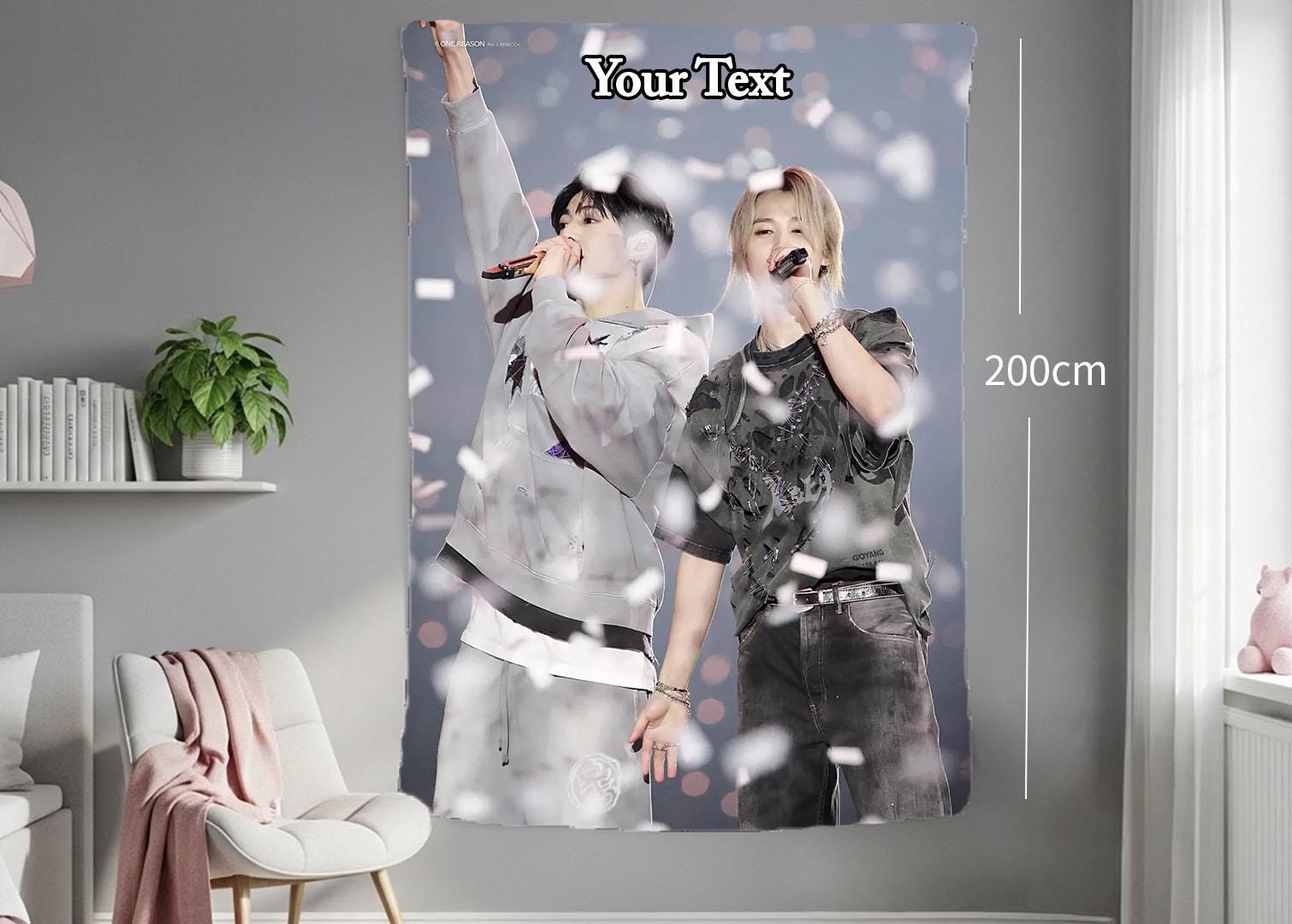 Jikook Hanging Tapestry | Bantan Boys | Personalized Wall Art | Polyester Fabric | Ship Flag Banner