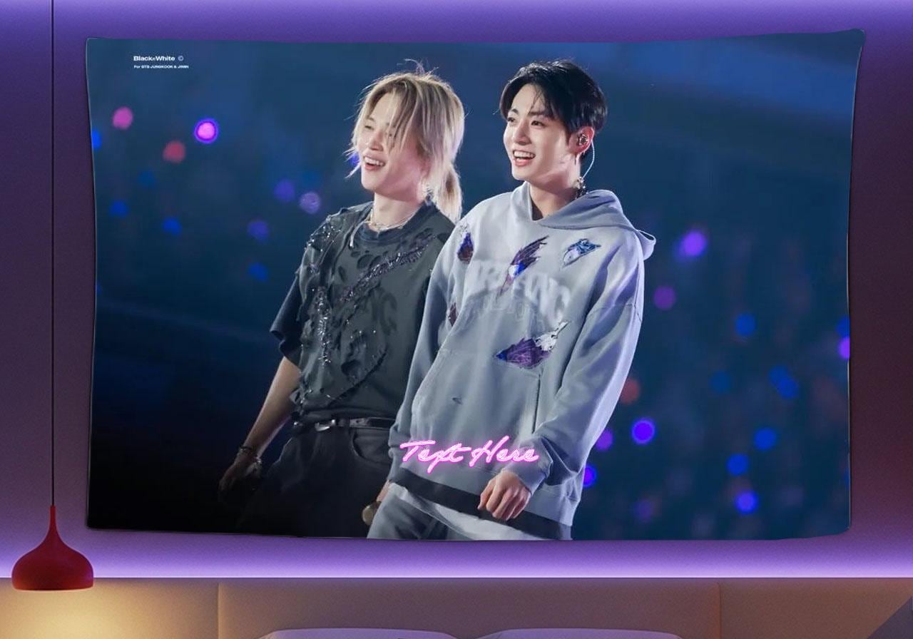 Jikook Hanging Tapestry | Bantan Boys | Personalized Wall Art | Polyester Fabric | Ship Flag Banner