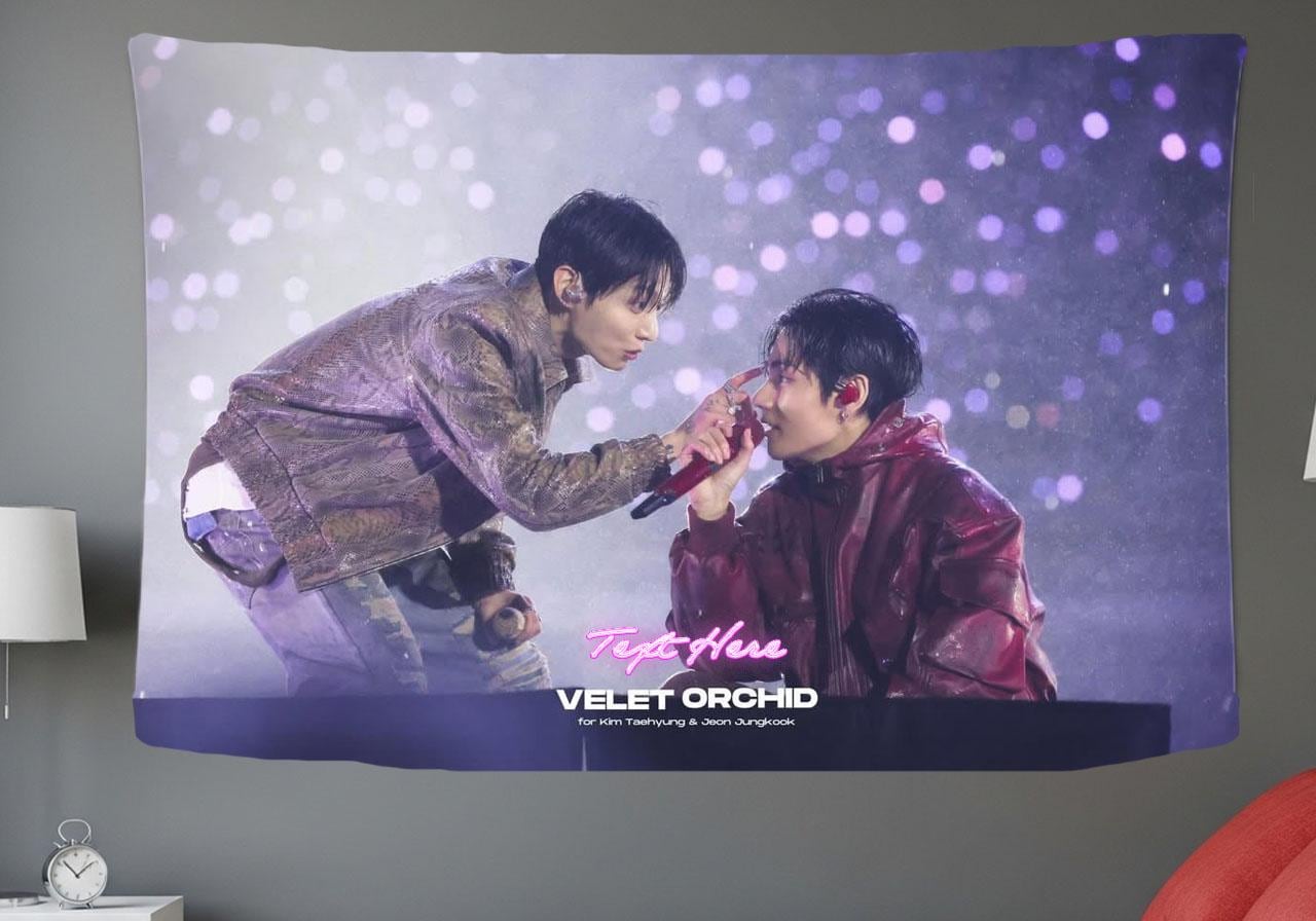 Taekook Hanging Tapestry | Bantan Boys | Personalized Wall Art | Polyester Fabric | Ship Flag Banner
