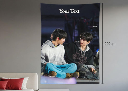 Taekook Hanging Tapestry | Bantan Boys | Personalized Wall Art | Polyester Fabric | Ship Flag Banner