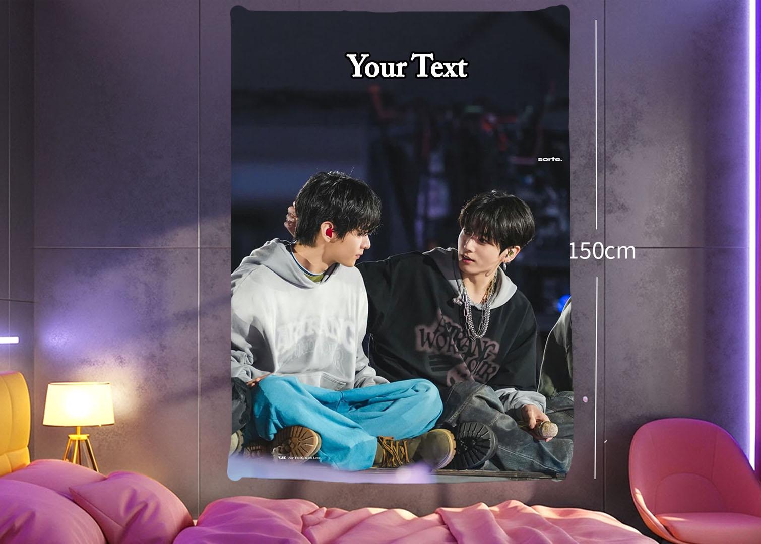 Taekook Hanging Tapestry | Bantan Boys | Personalized Wall Art | Polyester Fabric | Ship Flag Banner