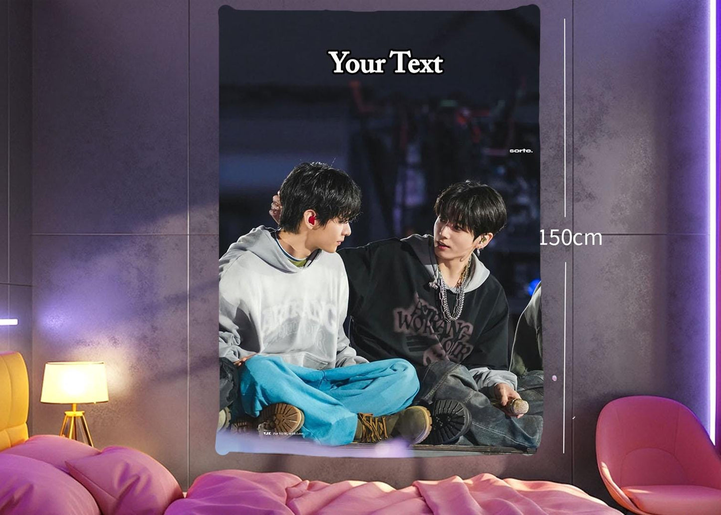 Taekook Hanging Tapestry | Bantan Boys | Personalized Wall Art | Polyester Fabric | Ship Flag Banner