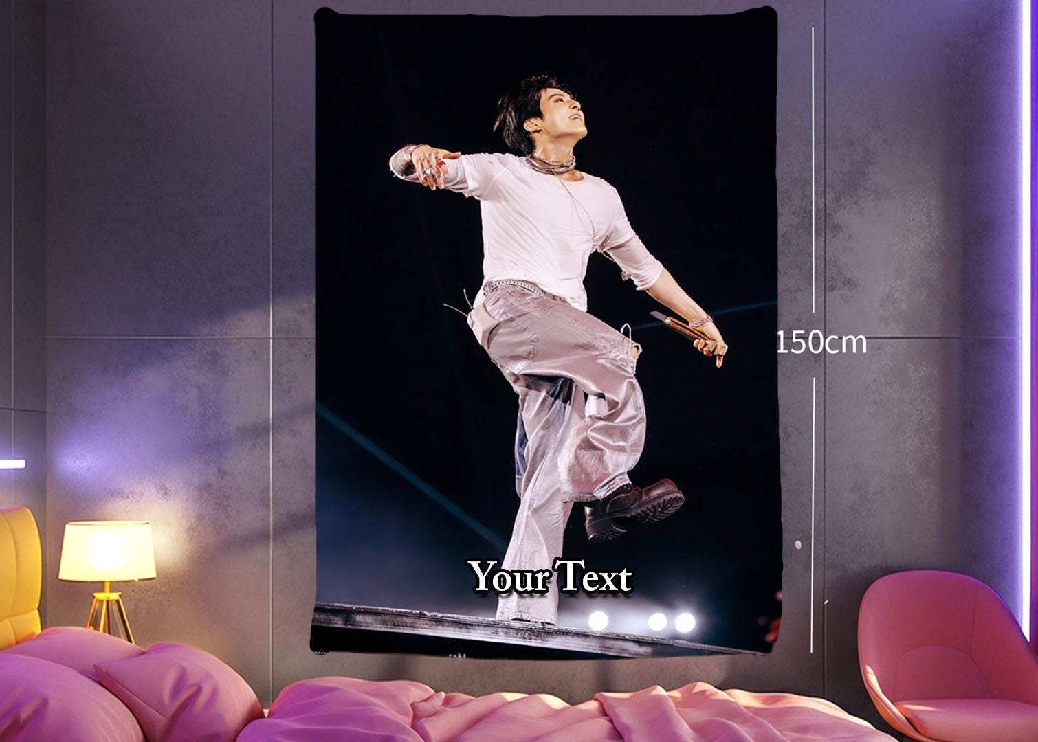 Jungkook Hanging Tapestry | Bantan Boys | Personalized Wall Art | Polyester Fabric | Ship Flag Banner