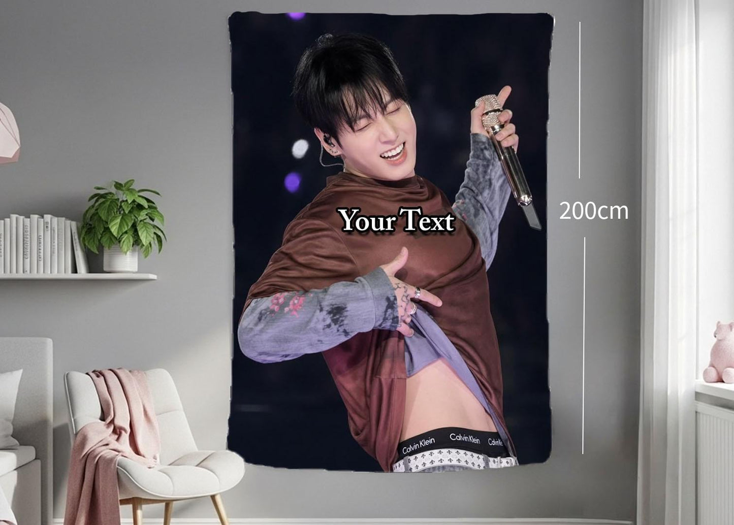 Jungkook Hanging Tapestry | Bantan Boys | Personalized Wall Art | Polyester Fabric | Ship Flag Banner