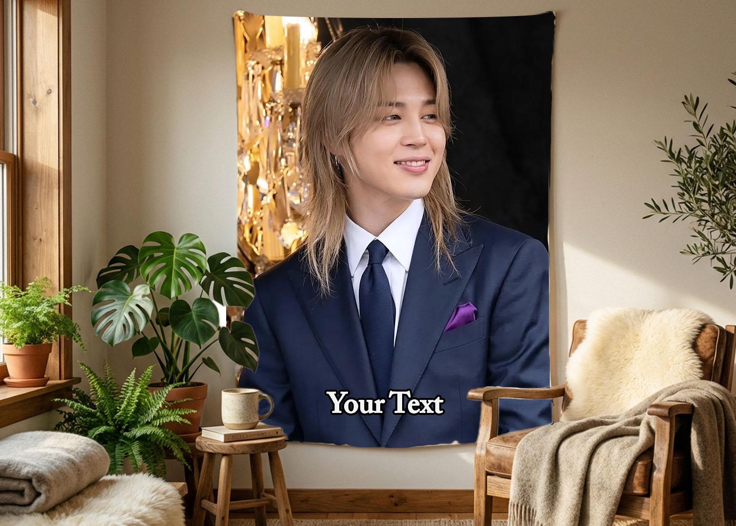Jimin Hanging Tapestry | Bantan Boys | Personalized Wall Art | Polyester Fabric | Ship Flag Banner