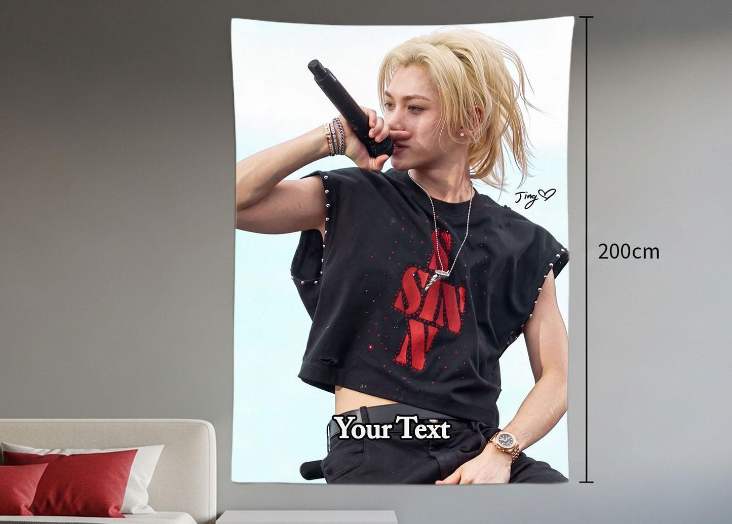 Felix Hanging Tapestry | Stray Kids | Personalized Wall Art | Polyester Fabric | Ship Flag Banner