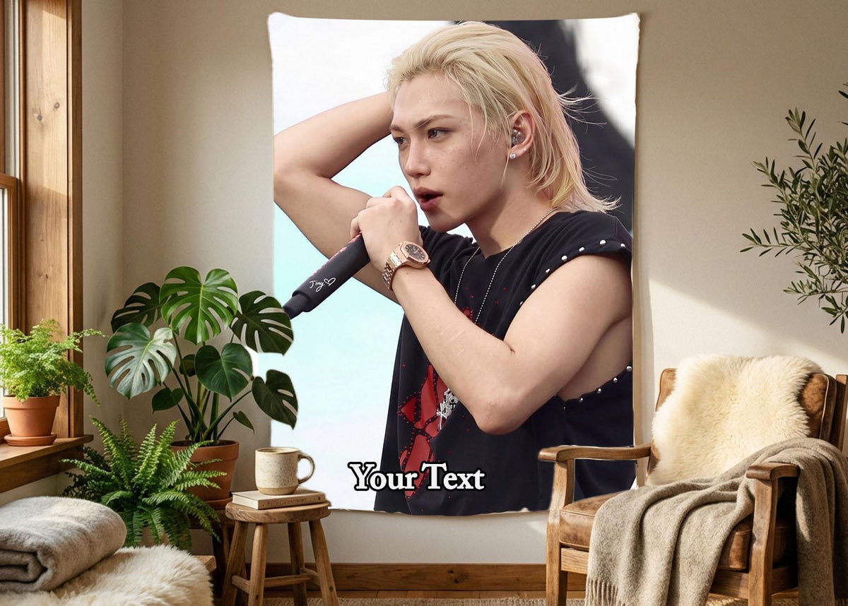 Felix Hanging Tapestry | Stray Kids | Personalized Wall Art | Polyester Fabric | Ship Flag Banner