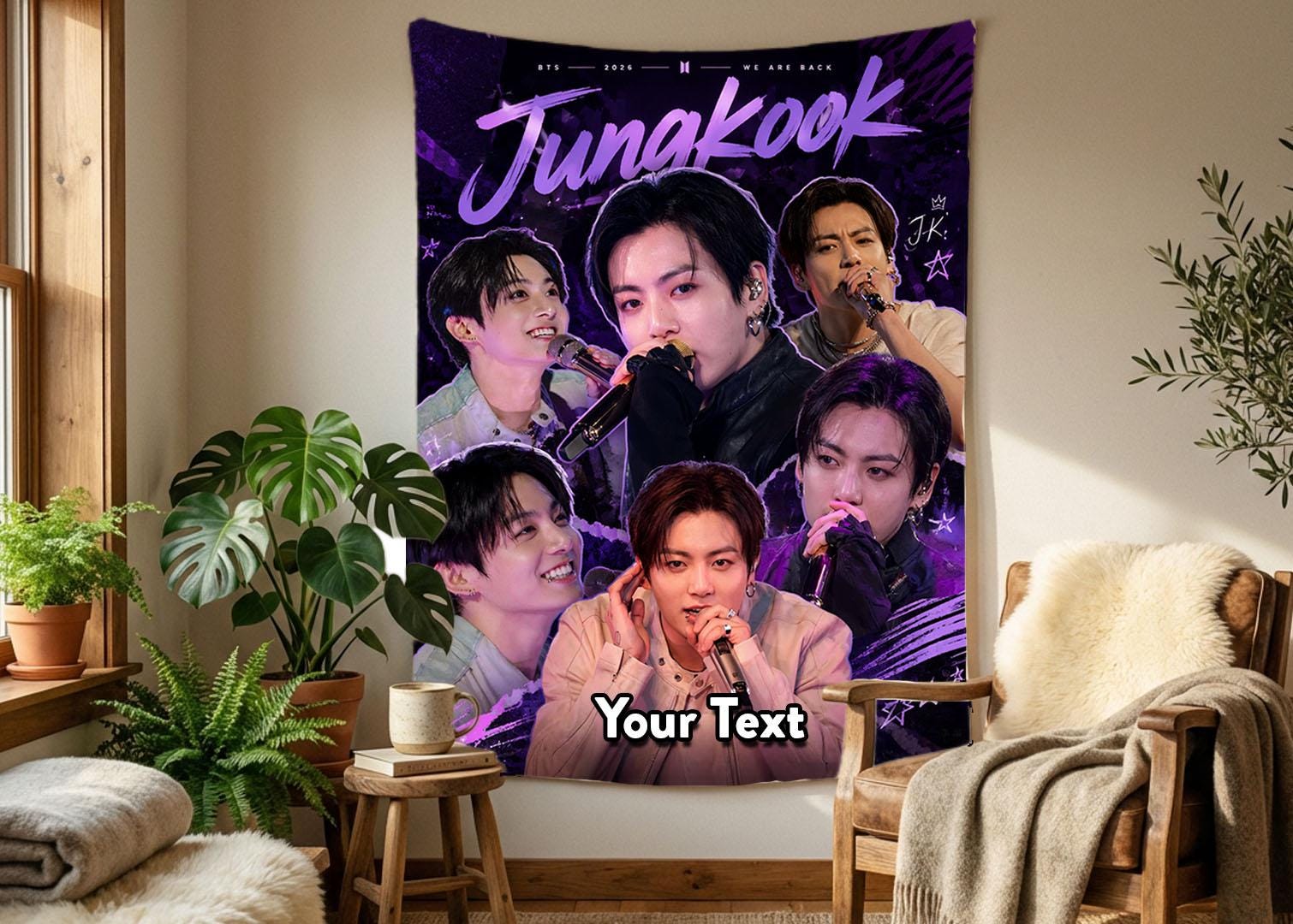 Jungkook Hanging Tapestry | Bantan Boys | Personalized Wall Art | Polyester Fabric | Ship Flag Banner