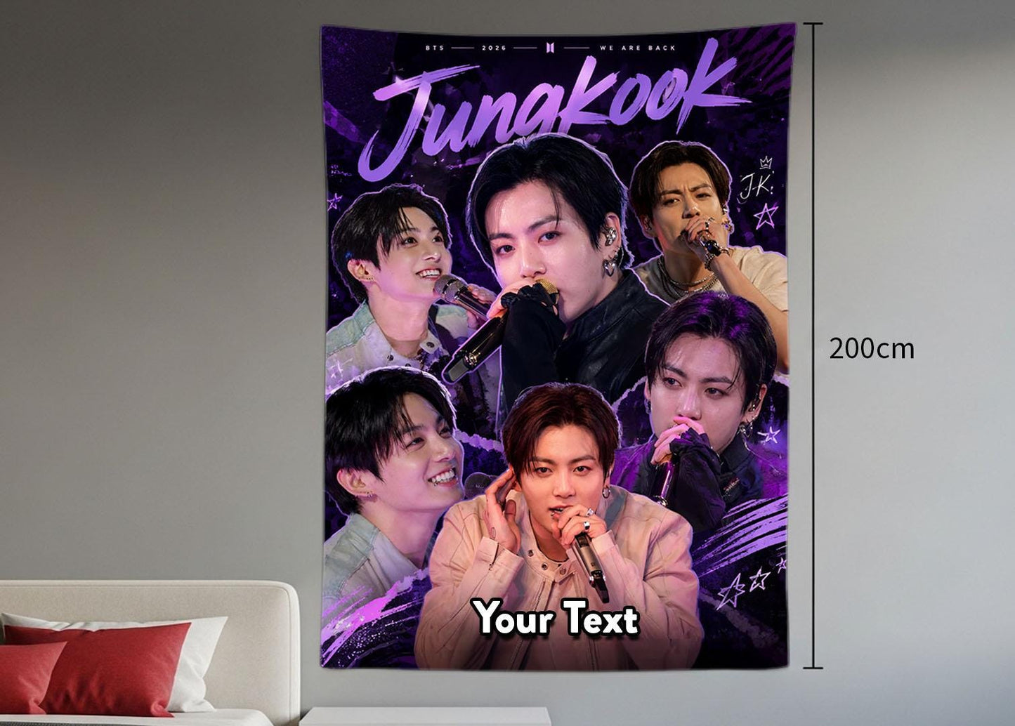 Jungkook Hanging Tapestry | Bantan Boys | Personalized Wall Art | Polyester Fabric | Ship Flag Banner