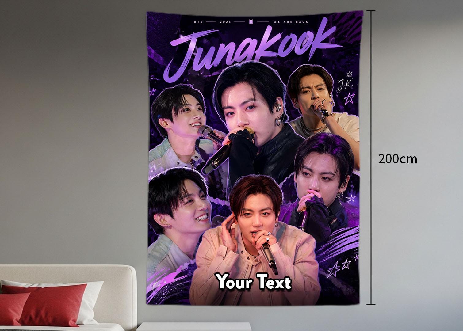 Jungkook Hanging Tapestry | Bantan Boys | Personalized Wall Art | Polyester Fabric | Ship Flag Banner