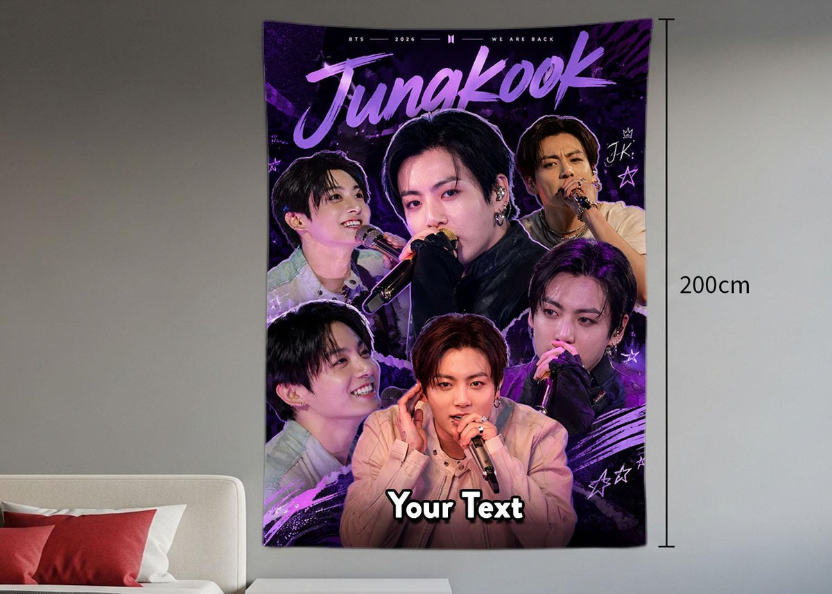 Jungkook Hanging Tapestry | Bantan Boys | Personalized Wall Art | Polyester Fabric | Ship Flag Banner