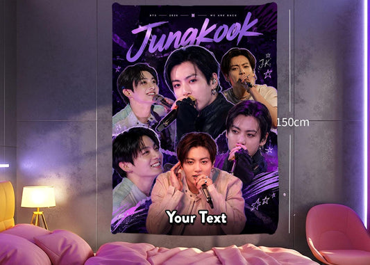 Jungkook Hanging Tapestry | Bantan Boys | Personalized Wall Art | Polyester Fabric | Ship Flag Banner