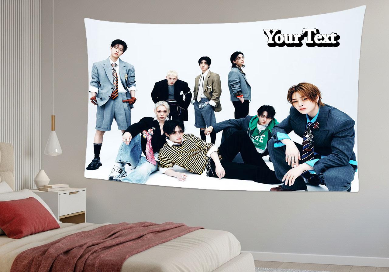Stray Kids Hanging Tapestry | Run It | Personalized Wall Art | Polyester Fabric | Ship Flag Banner