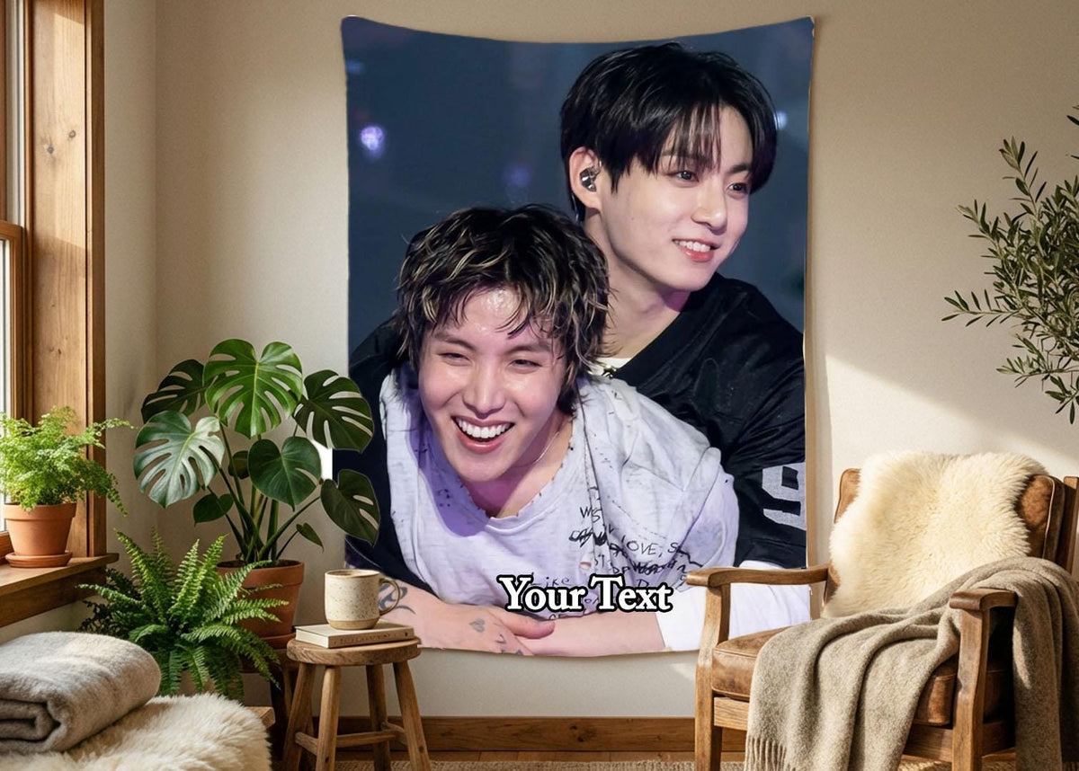 Jhope Jungkook Hanging Tapestry | Bantan Boys | Personalized Wall Art | Polyester Fabric | Ship Flag Banner